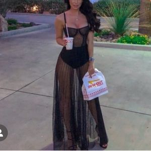 Black see through with wire cups and black beads